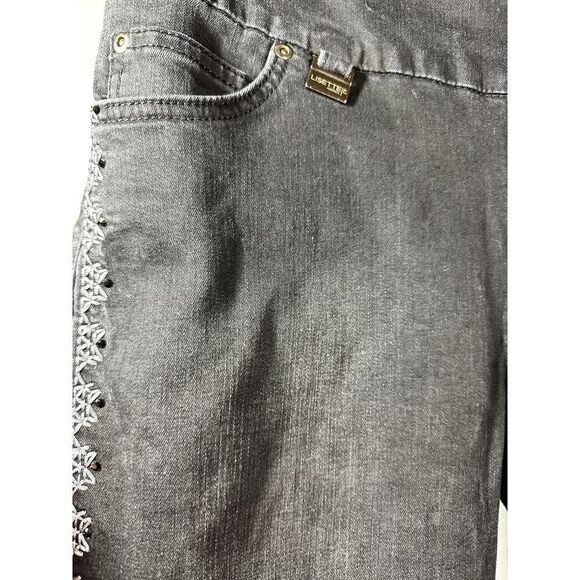LISETTE L Women's Embellished Trim Tummy Control Denim Jeans Black Size 10 - Picture 4 of 11